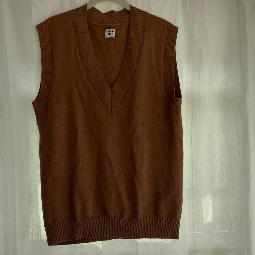 Aritzia Sunday Best V-Neck Brown Sweater Vest